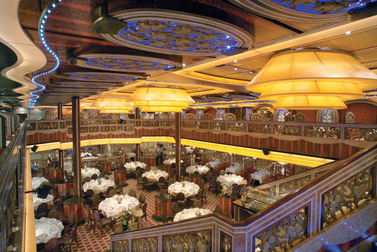 Celebrate your first day at sea at the Posh dining hall, one of Carnival Freedom's two main dining halls.
