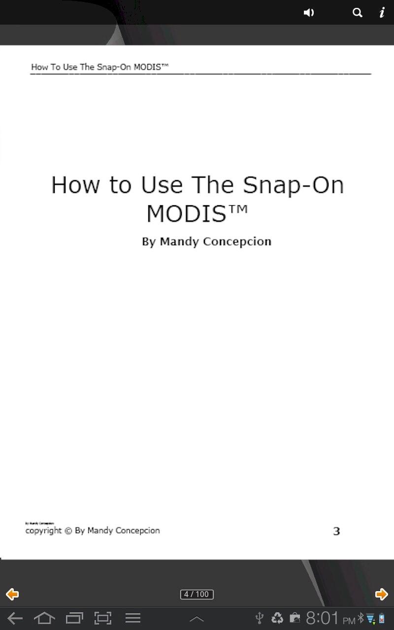 How to Use The Snap-On MODIS Screen 3