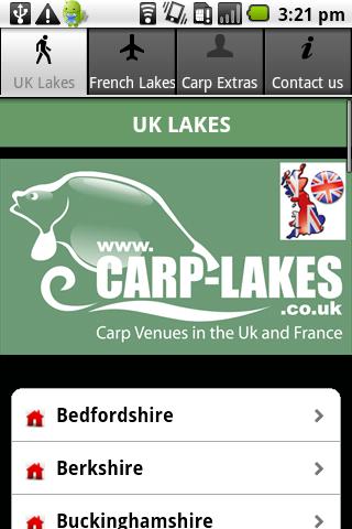 Android application carp lakes screenshort