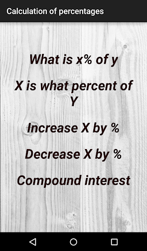 Calculation of percentages