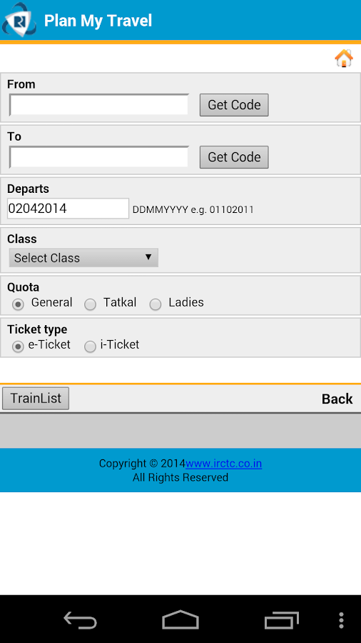 Mobile IRCTC Ticket Booking - screenshot