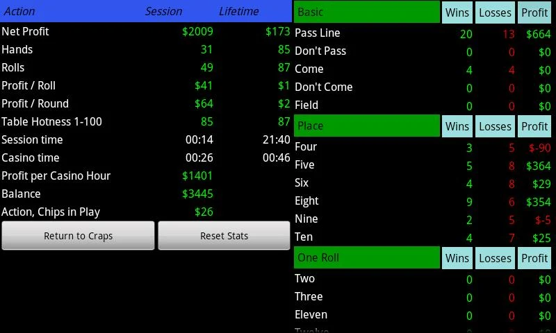 Craps Trainer Pro - screenshot