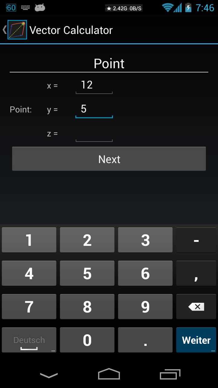 Vector Calculator DONATE Screen 3