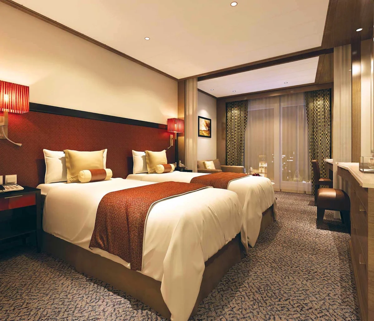 Uniworld-Signature-Suite - A look at the Uniworld Signature Suite aboard Century Paragon. The suites, measuring 266 square feet and located on the Bridge Deck, come with a number of exclusive Uniworld amenities to make your trip to China even more rewarding.