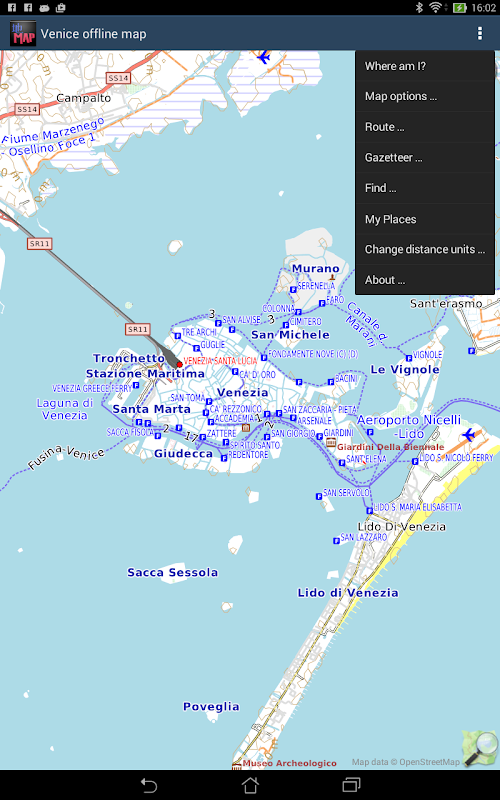 Android application Venice offline map screenshort