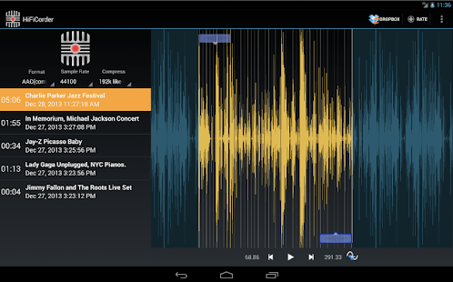 HiFiCorder Audio Recorder Edición - pantalla de miniaturas