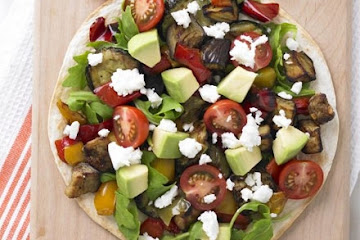 Roasted vegetable & feta tostada
