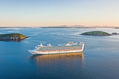 Caribbean Princess cruises through scenic Bar Harbor, Maine, en route to Canada.