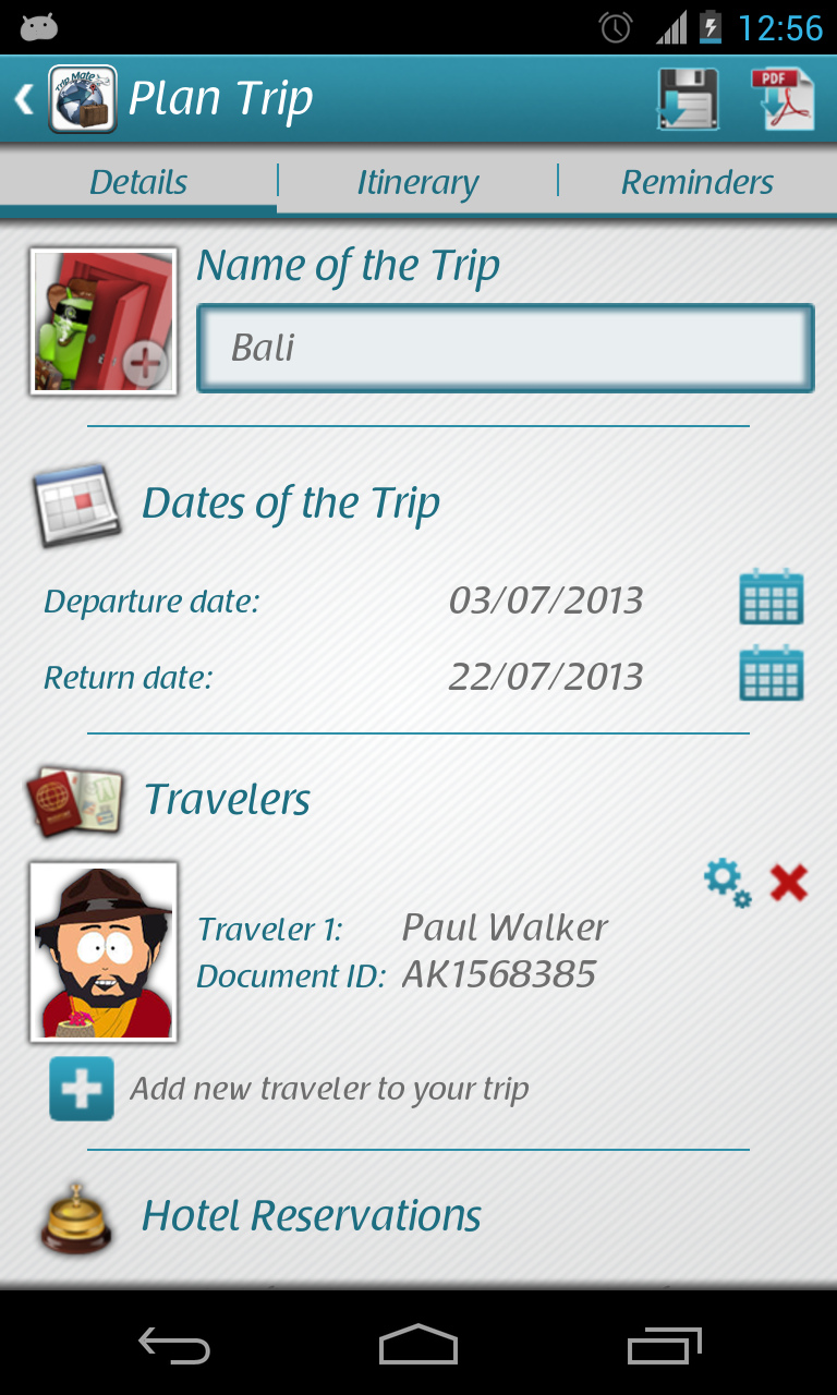 Trip Mate Screen 2