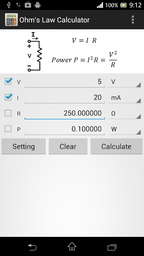 Ohm's Law Calculator Android Apps on Google Play