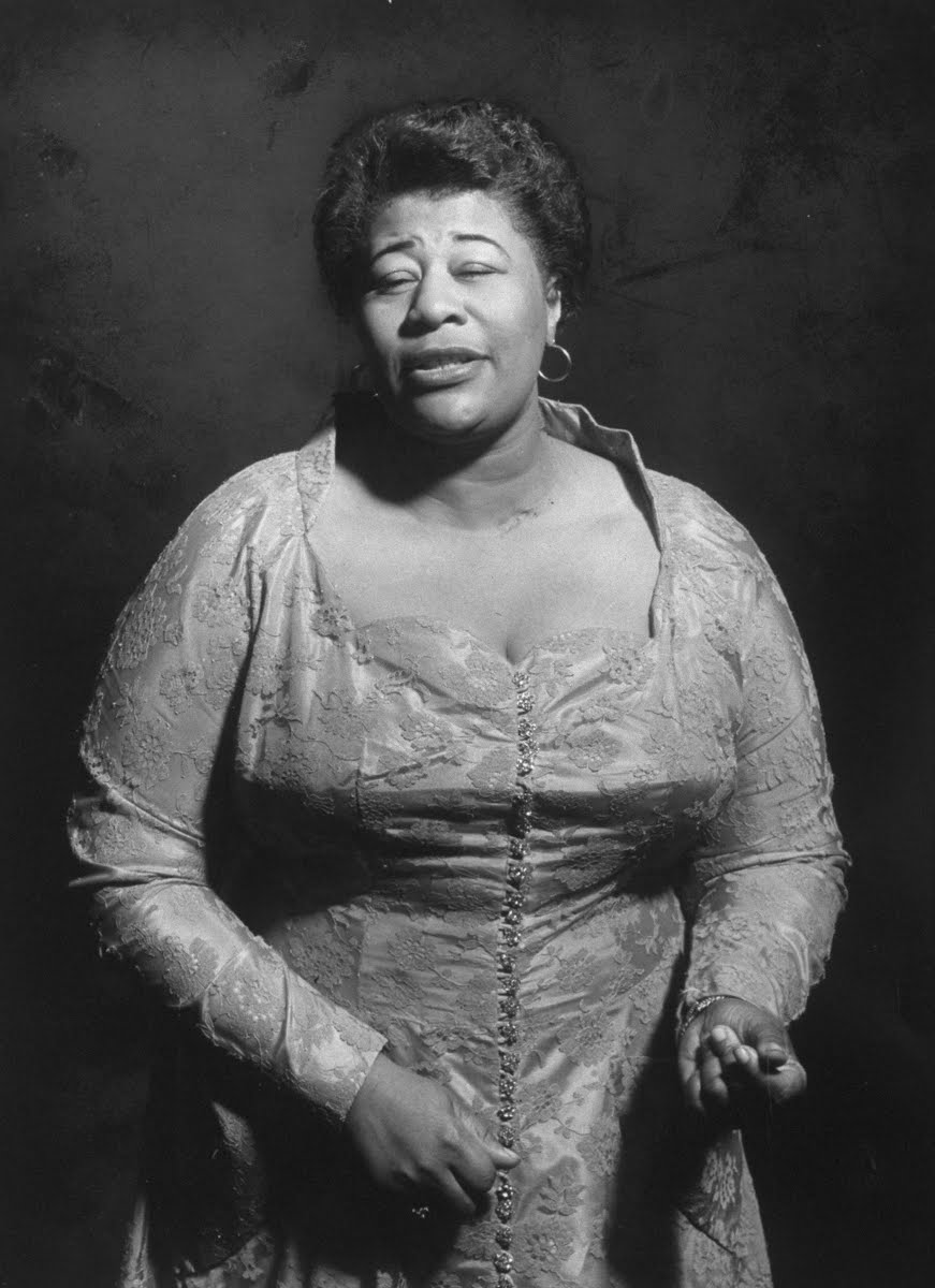 Singer Ella Fitzgerald performing. 