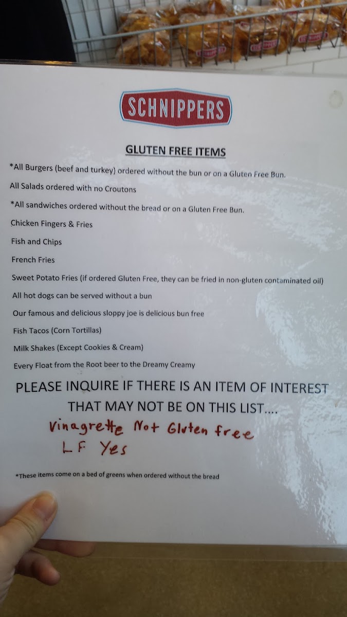 Their Gluten Free menu