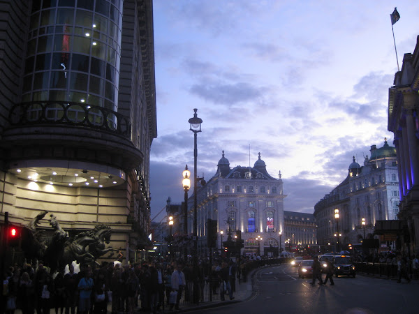 Piccadilly Circus in twilight. This is the last picture I took in Europe.