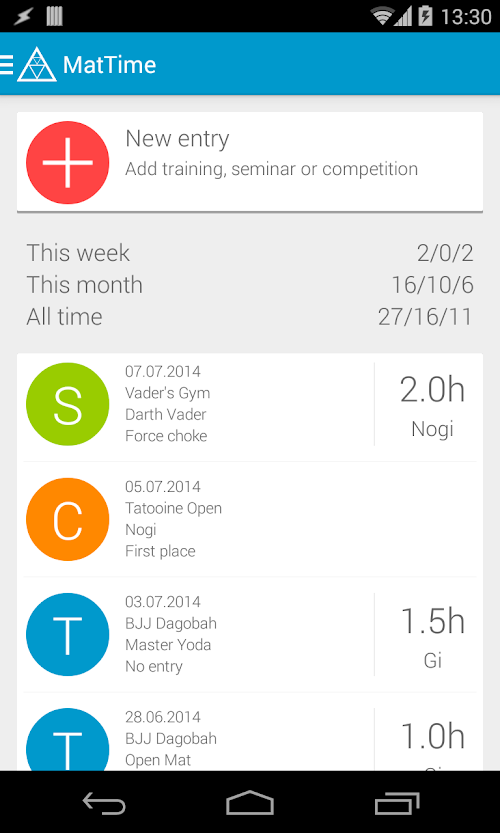 Android application BJJ MatTimer screenshort