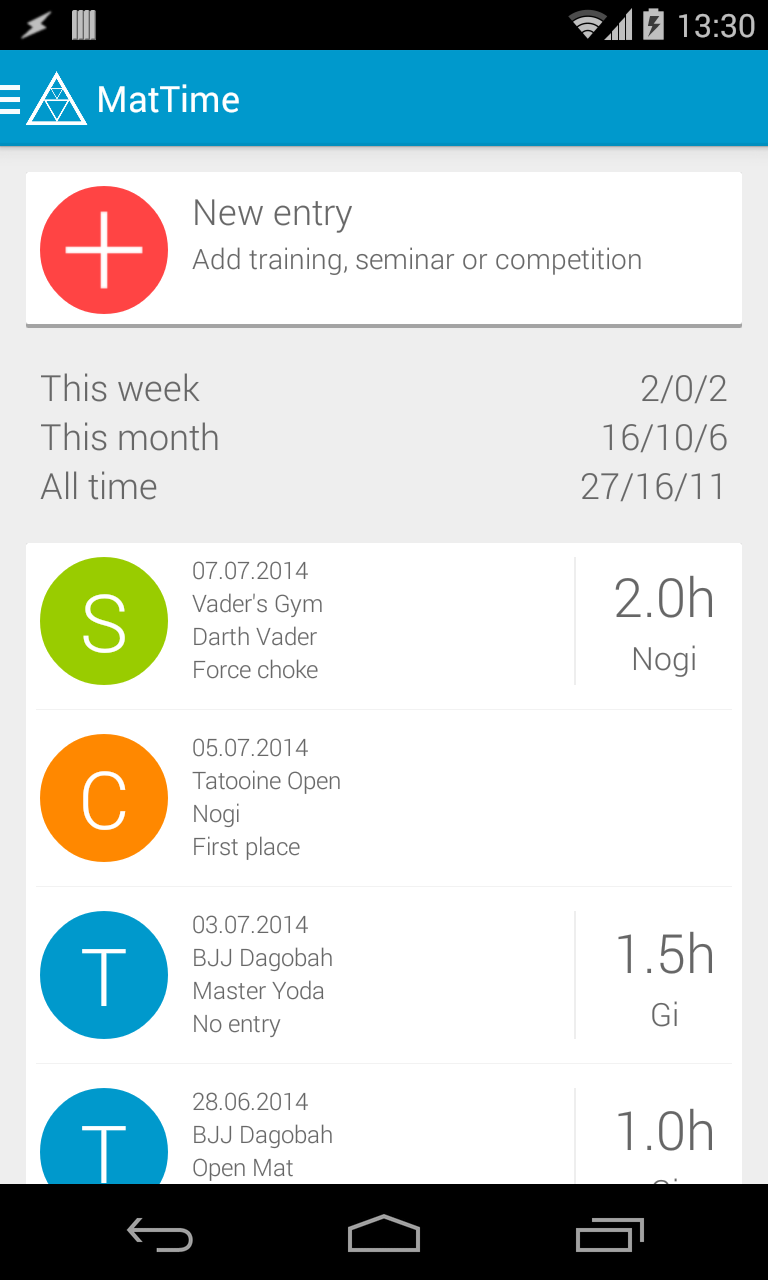 BJJ MatTimer Screen 1