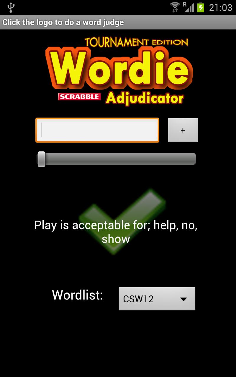 Wordie Scrabble Adjudicator TE Screen 2