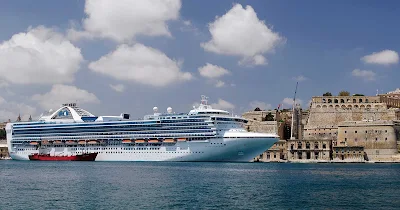 Grand Princess at the Grand Harbour in Valletta, Malta.
