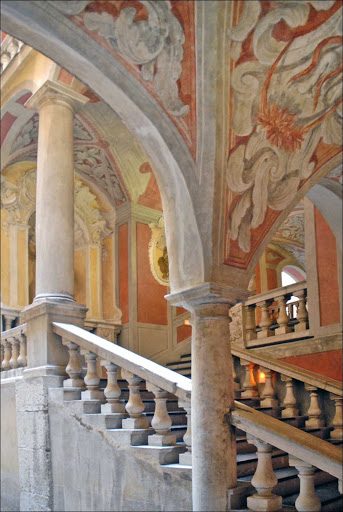 Inside Palais Lascaris (Le Palais), a 17th century baroque palace in Nice, France.