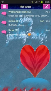 GO SMS Theme Red Heart Screenshots 1