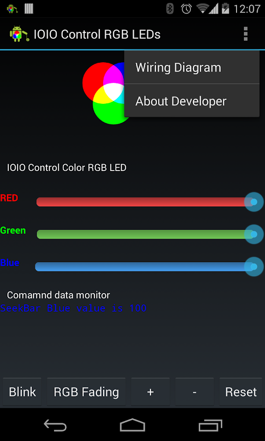   IOIO Bluetooth Kontrol RGB LED- tangkapan layar 