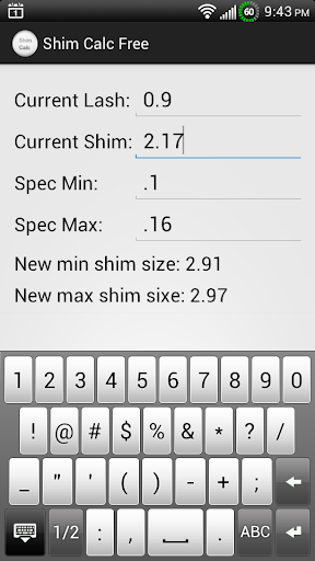 Shim Calc Free