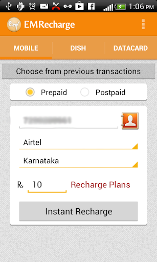 Mobile Recharge Tariffs