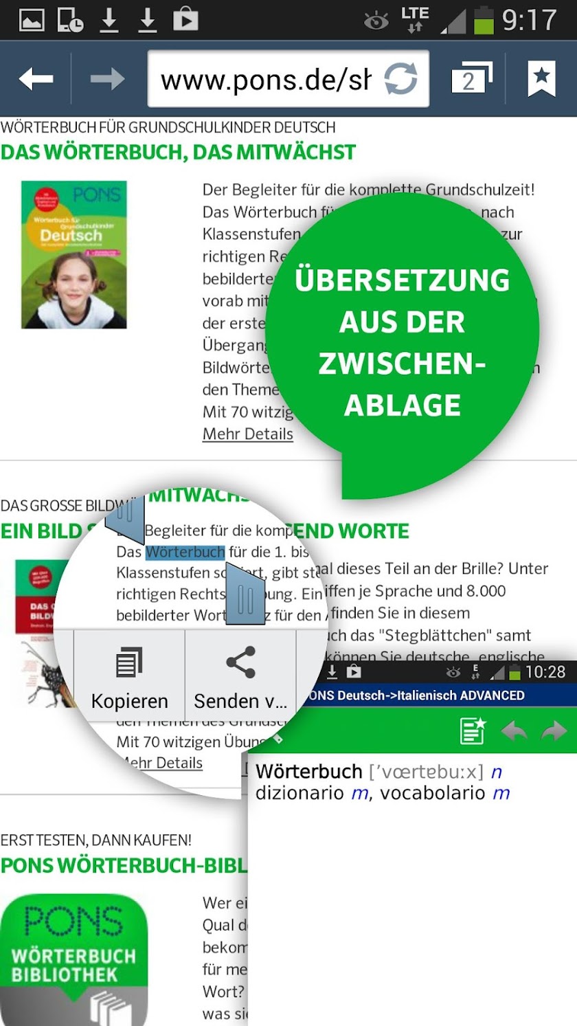 PONS Wörterbuch Italienisch Screen 3