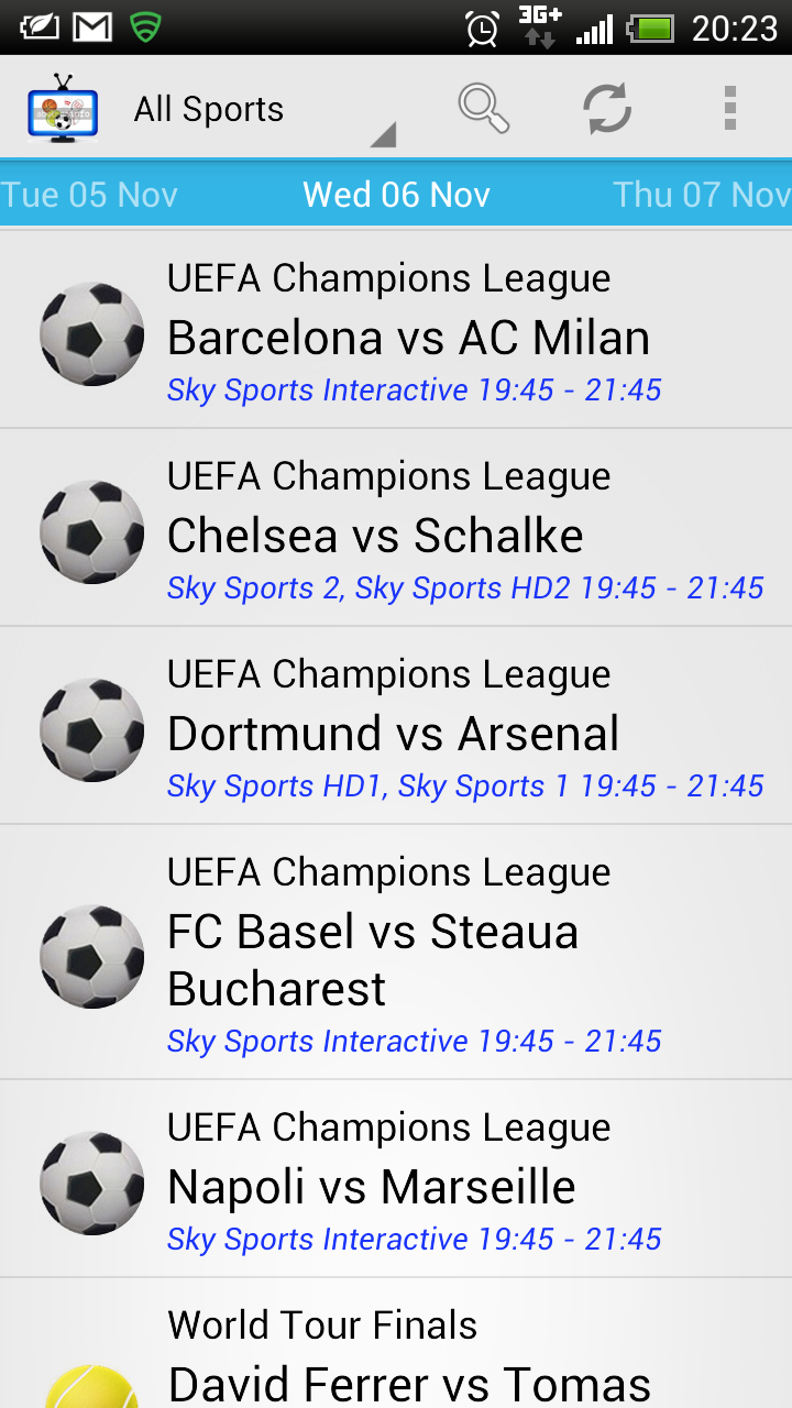 Live Sport On TV Worldwide Screen 1