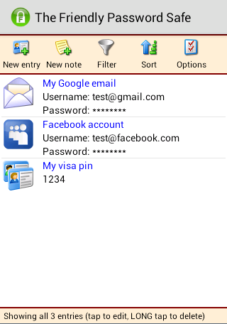 Friendly Password Safe - screenshot