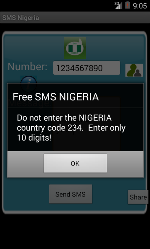 Free SMS Nigeria Screen 2