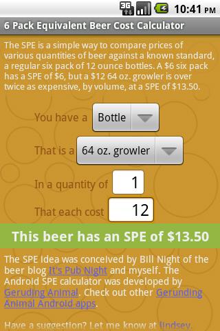 Android application Beer Cost Calculator (Ad Free) screenshort