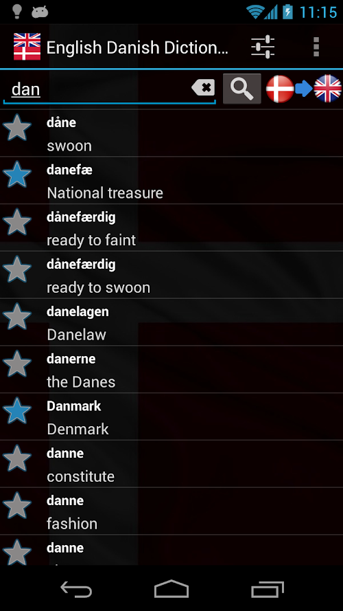 Android application English Danish Dictionary screenshort