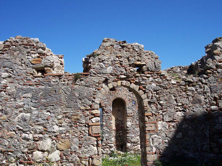 An ancient wall in Sparta, Greece. Once a city-state, today Sparta has about 35,000 residents who reside on the banks of the Eurotas River in Laconia, Greece.