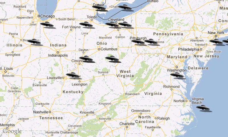UFO activity map, ufo tracker! Screen 2