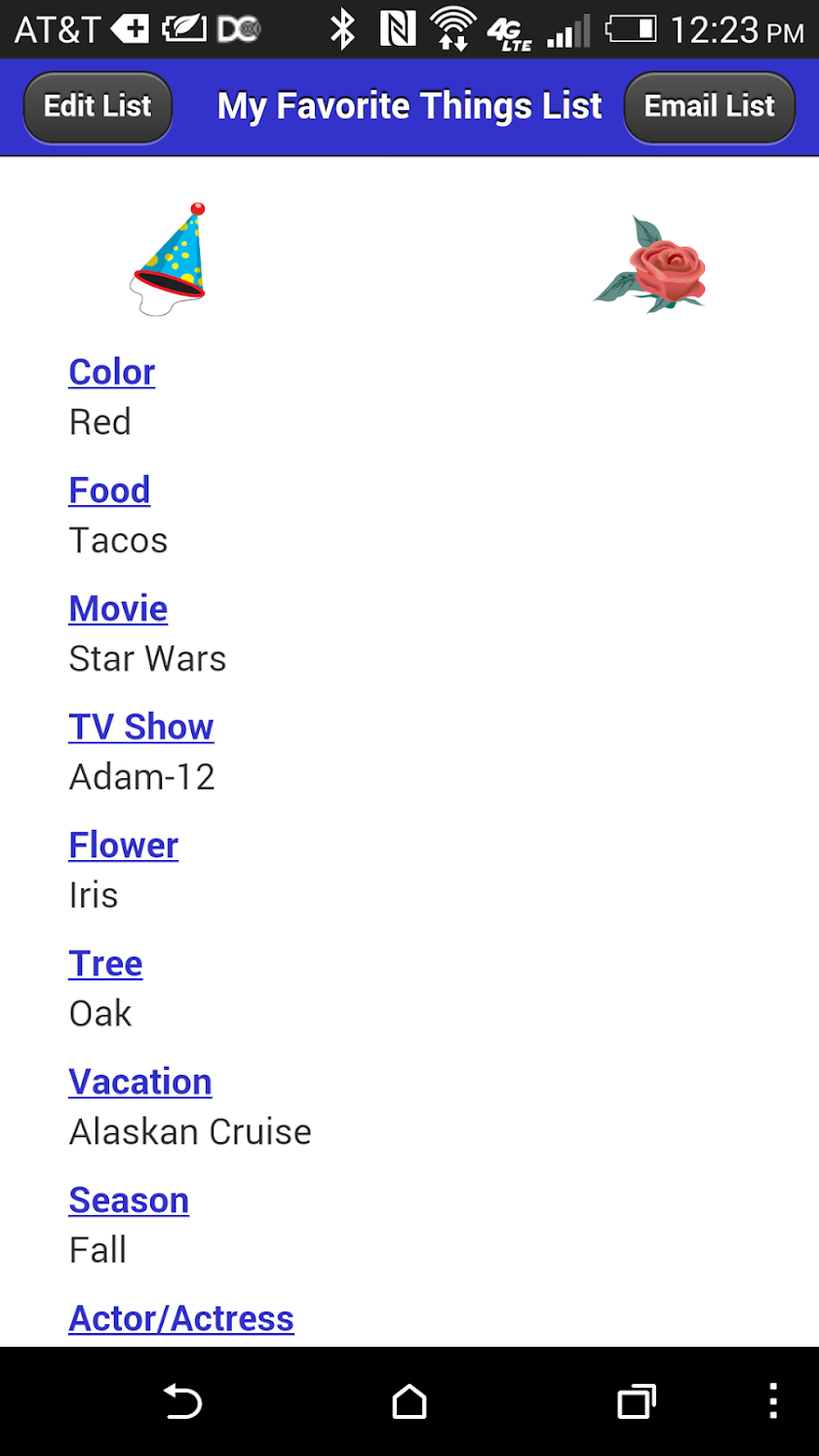 My Favorite Things Screen 2