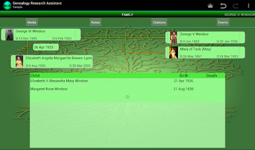 Android application Genealogy Research Assistant screenshort