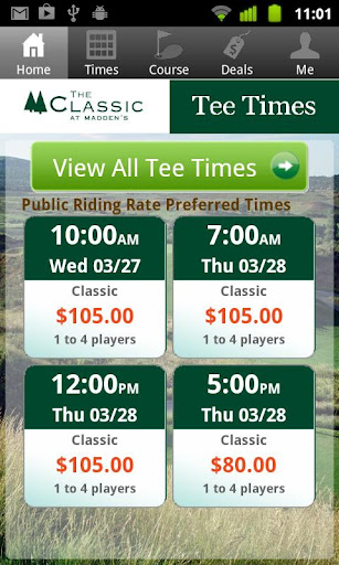 The Classic Golf Tee Times