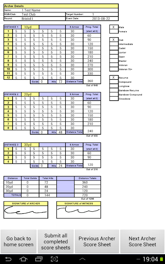 Archery Score Sheets Android Apps on Google Play