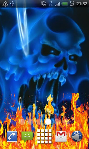 Blue Ghost Skull Fire Flames