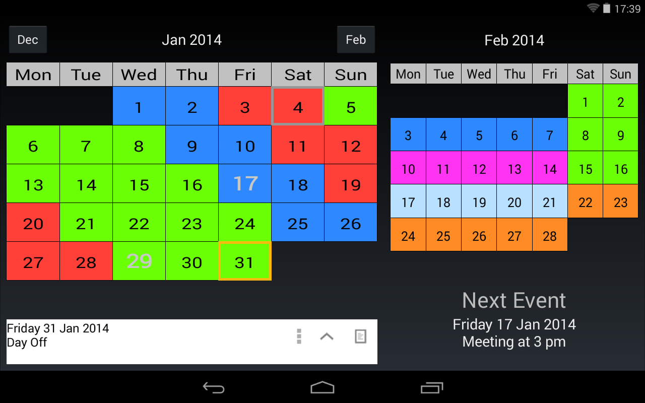 Shift Work Calendar Android Apps on Google Play
