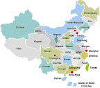 Mapa de las cuatro escuelas de la Comida China