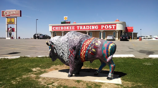Painted Bison Statue