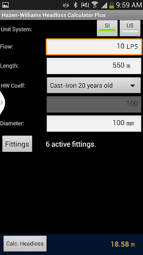 Pipe Headloss Calculator Plus