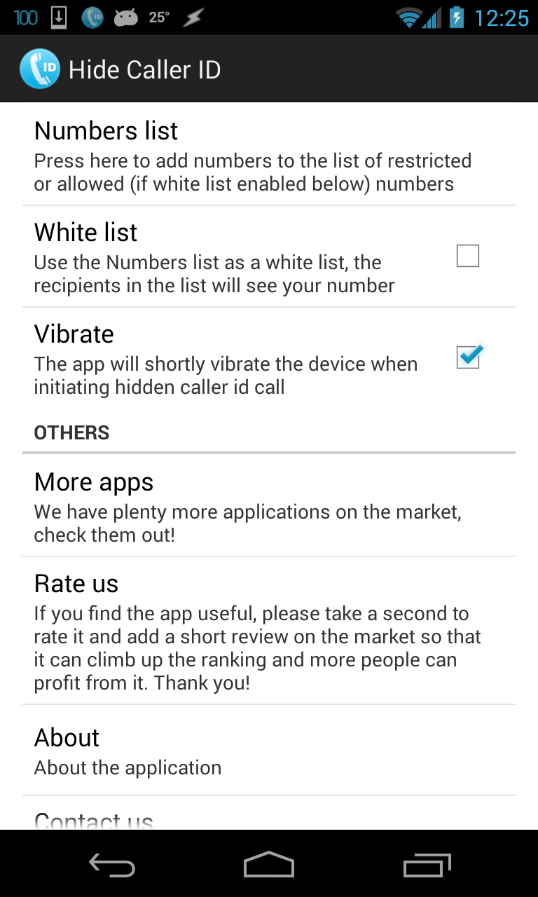 Hide Caller ID Screen 2