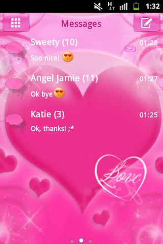 SMS Proのテーマピンクの愛を GO SMS Pro