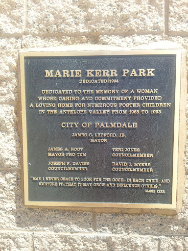 Marie Kerr Park Placard
