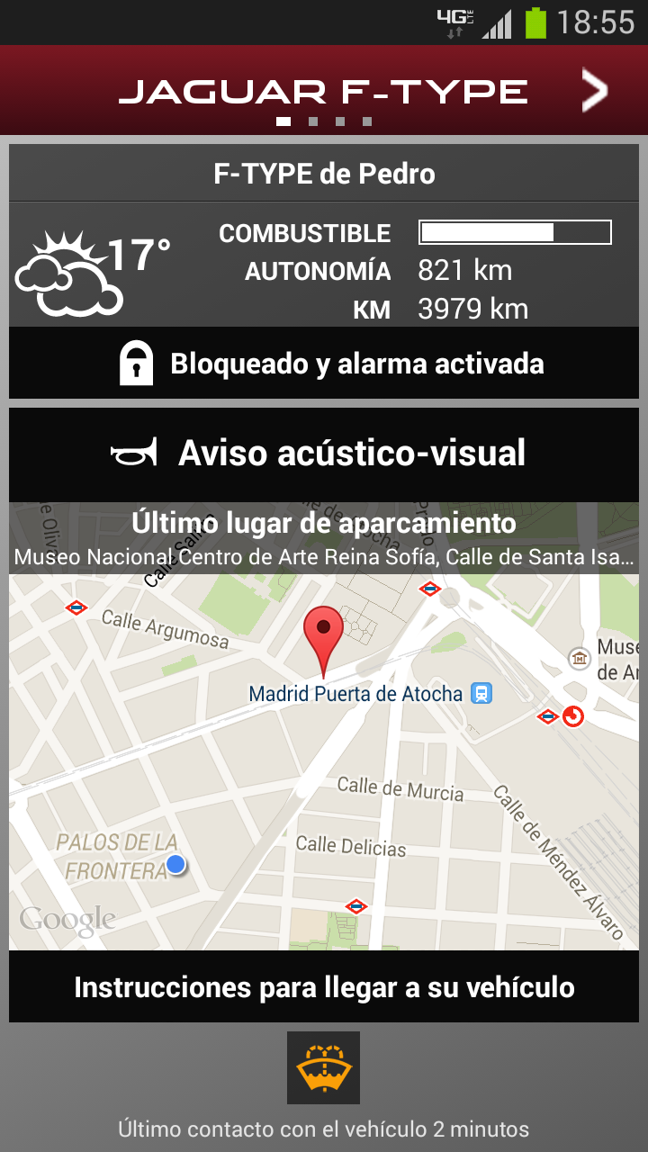 Android application Jaguar InControl Remote screenshort