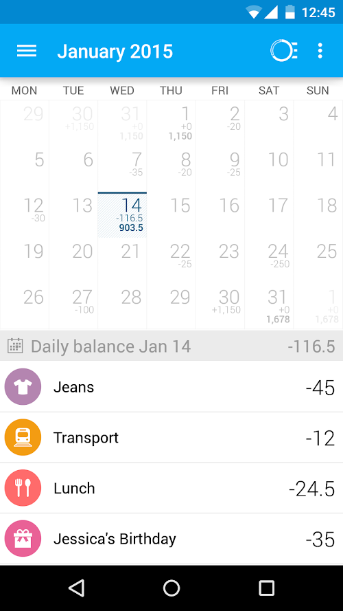 Android application Dollarbird - Personal Finance screenshort
