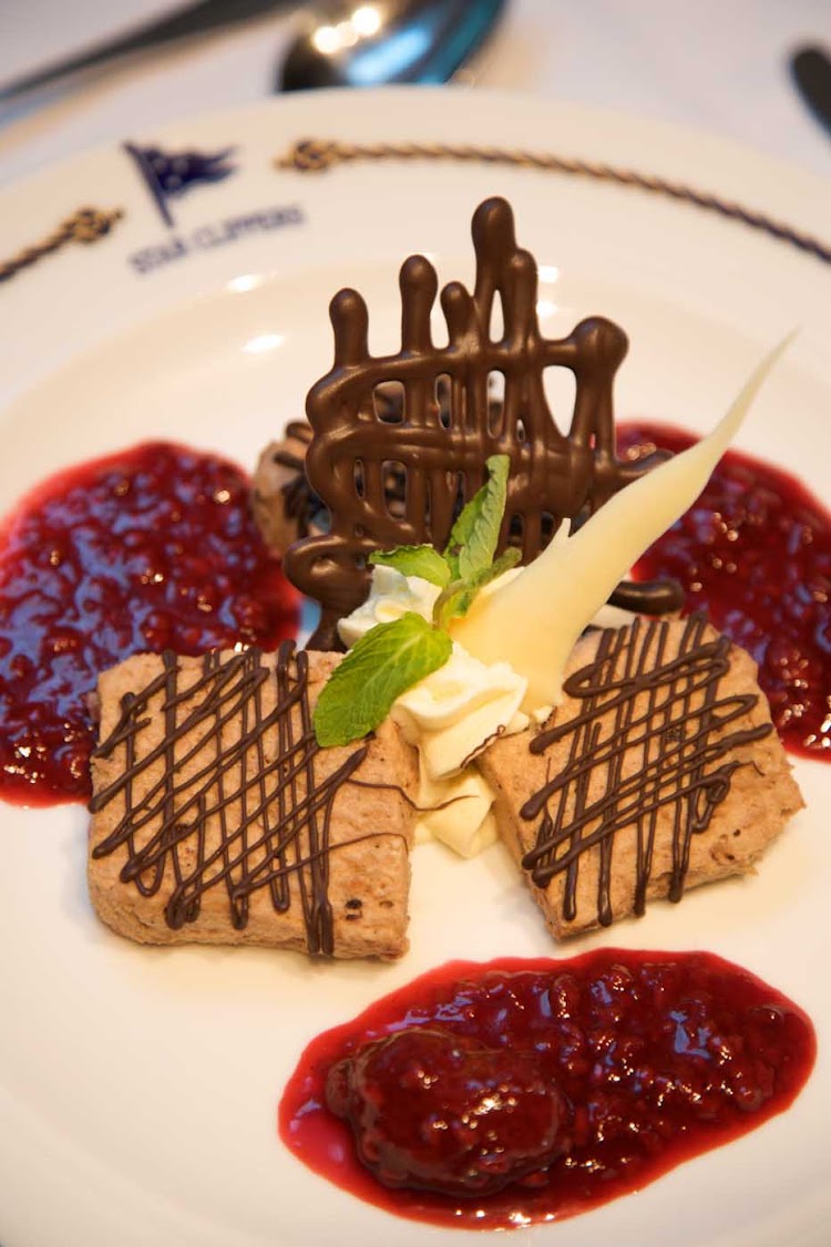 Enjoy a freshly prepared, yummy dessert as part of your cruise aboard a Star Clippers vessel. 