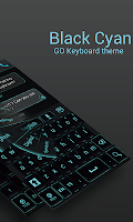 GO Keyboard Black Cyan Theme screenshot